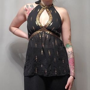 Halter Neck Sequined Top